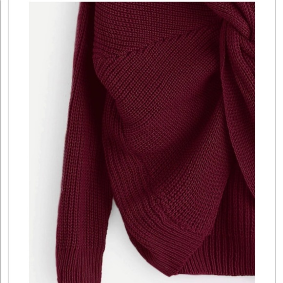 LAST 1‼️TWIST front back BURGUNDY SWEATER- Sweater - Picture 4 of 5